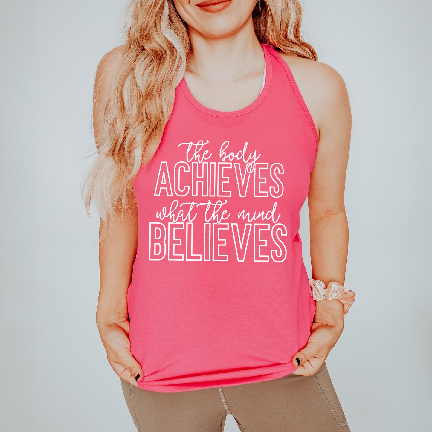 Body Achieves Mind Believes | Racerback Tank