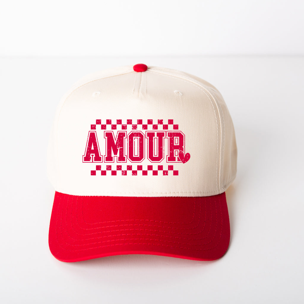 Amour Distressed Checkered | Canvas Trucker Hat