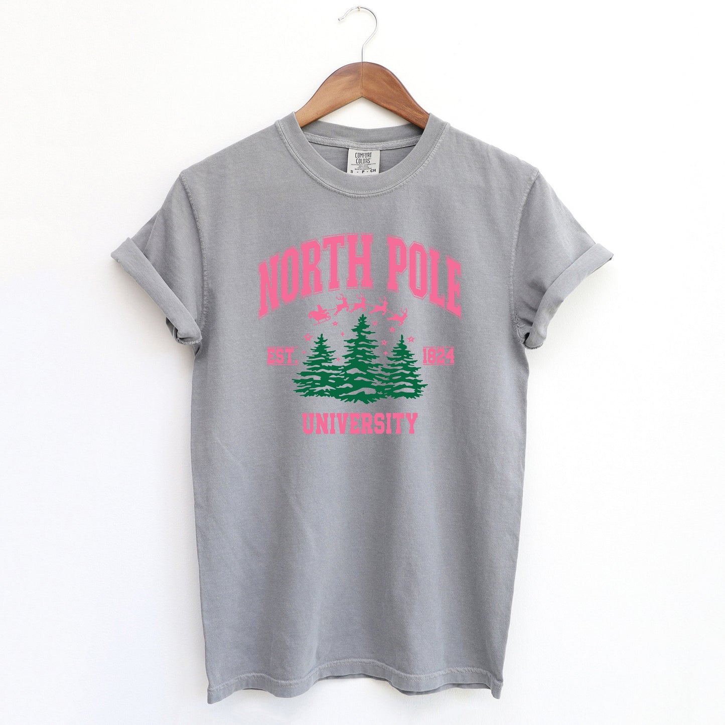 North Pole University Pink Trees | Garment Dyed Tee