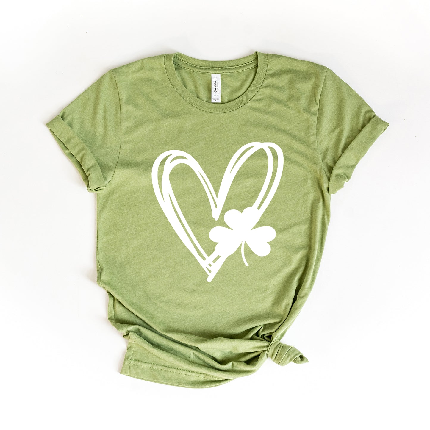 Hand Drawn Heart With Shamrock | Short Sleeve Graphic Tee