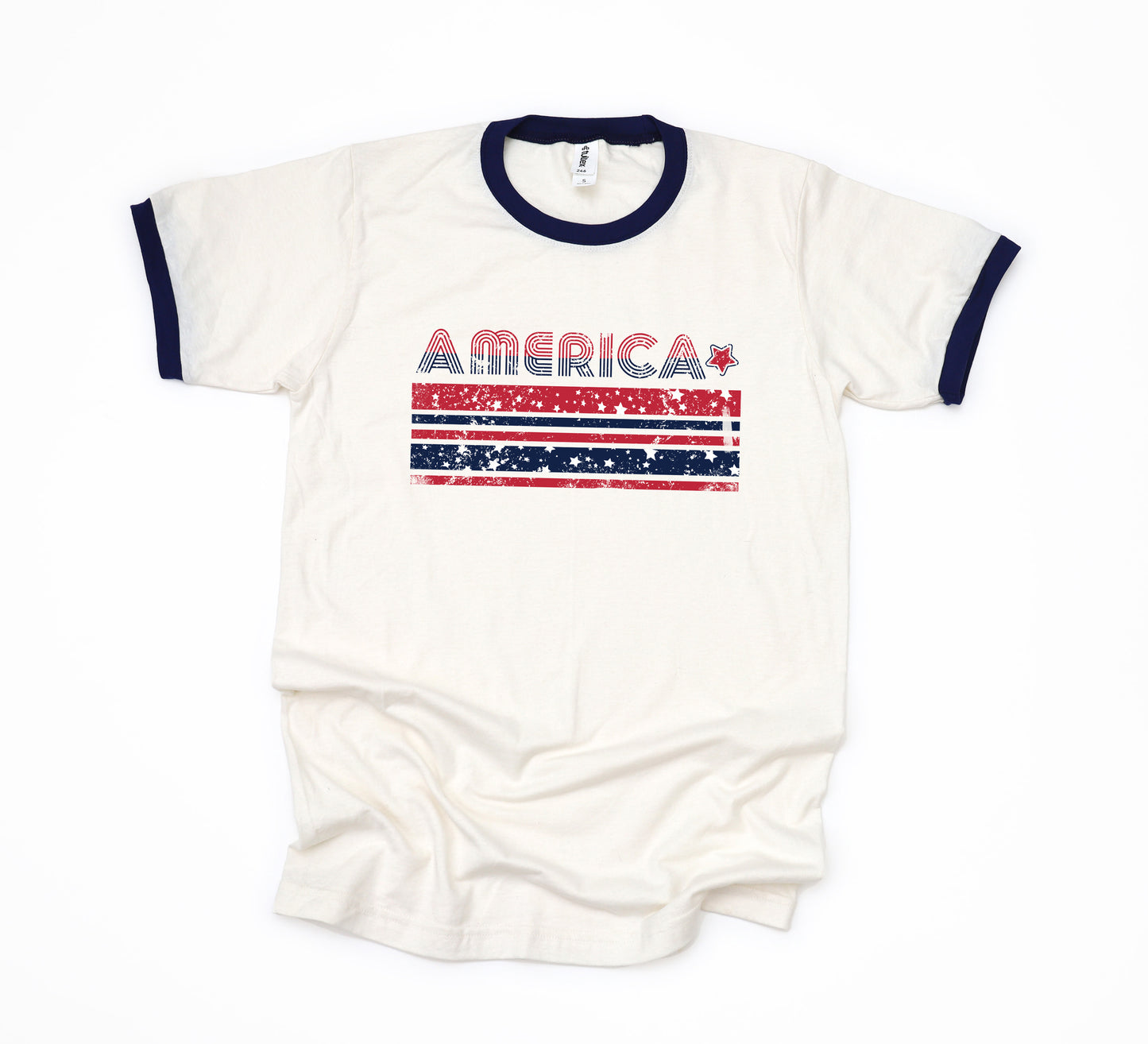 America With Stars and Stripes | Ringer Tee
