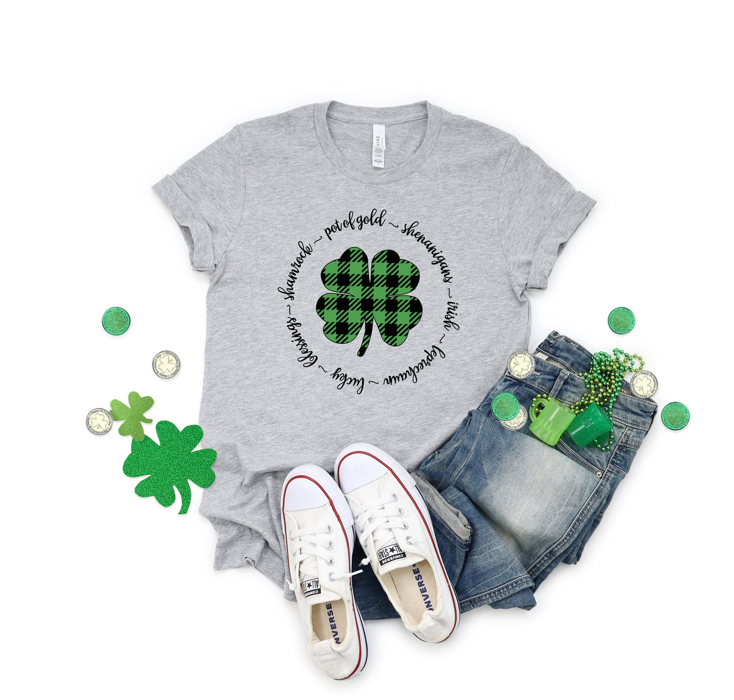 Buffalo Plaid Shamrock Circle | Short Sleeve Graphic Tee