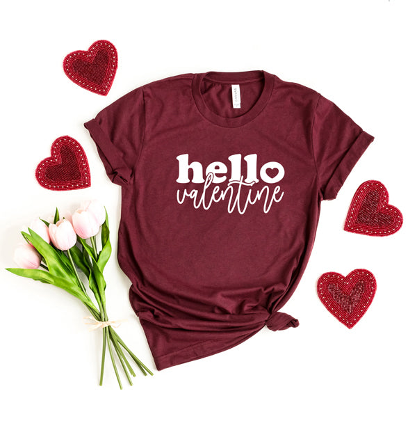 Hello Valentine Bold Script | Short Sleeve Graphic Tee