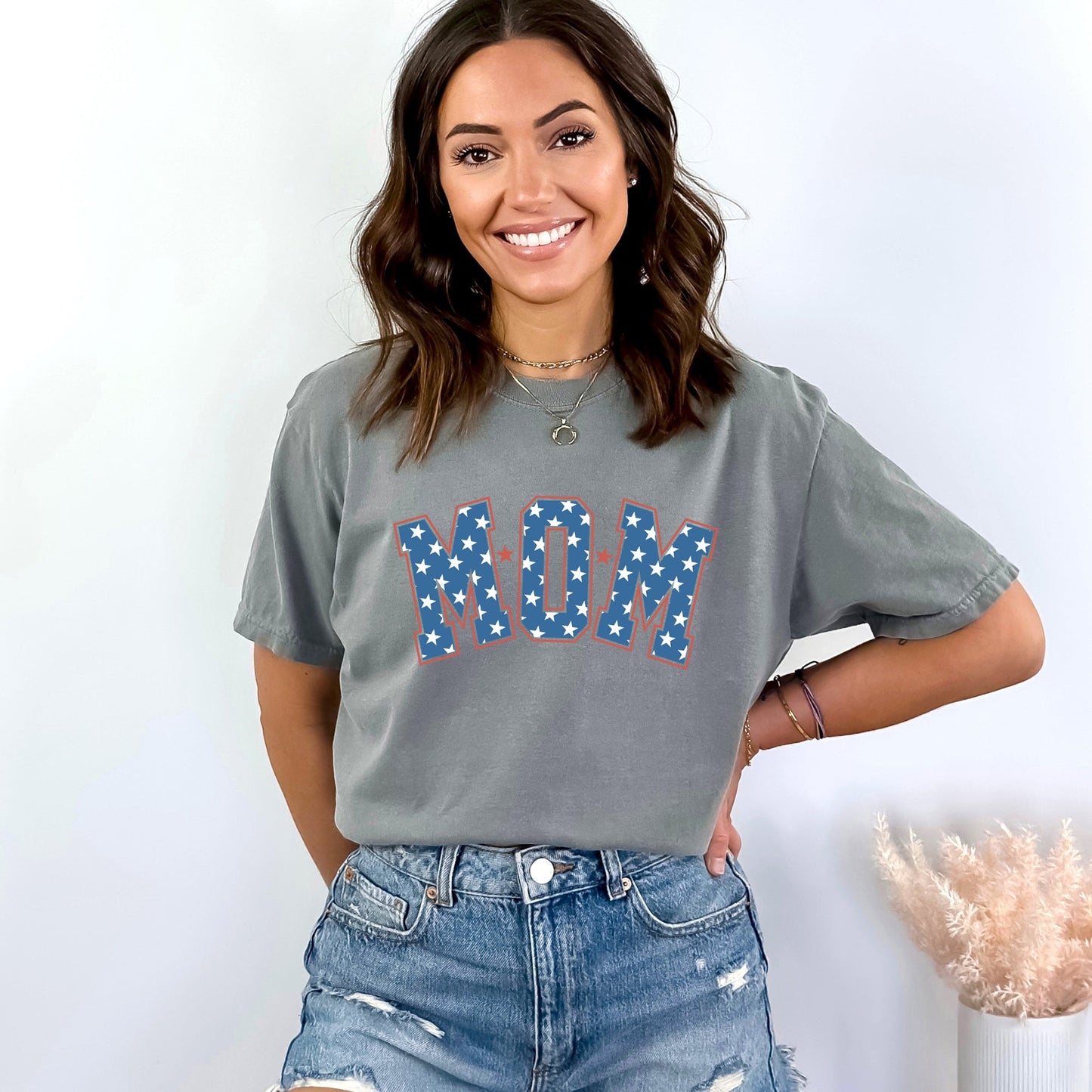 Patriotic Mom Varsity | Garment Dyed Short Sleeve Tee