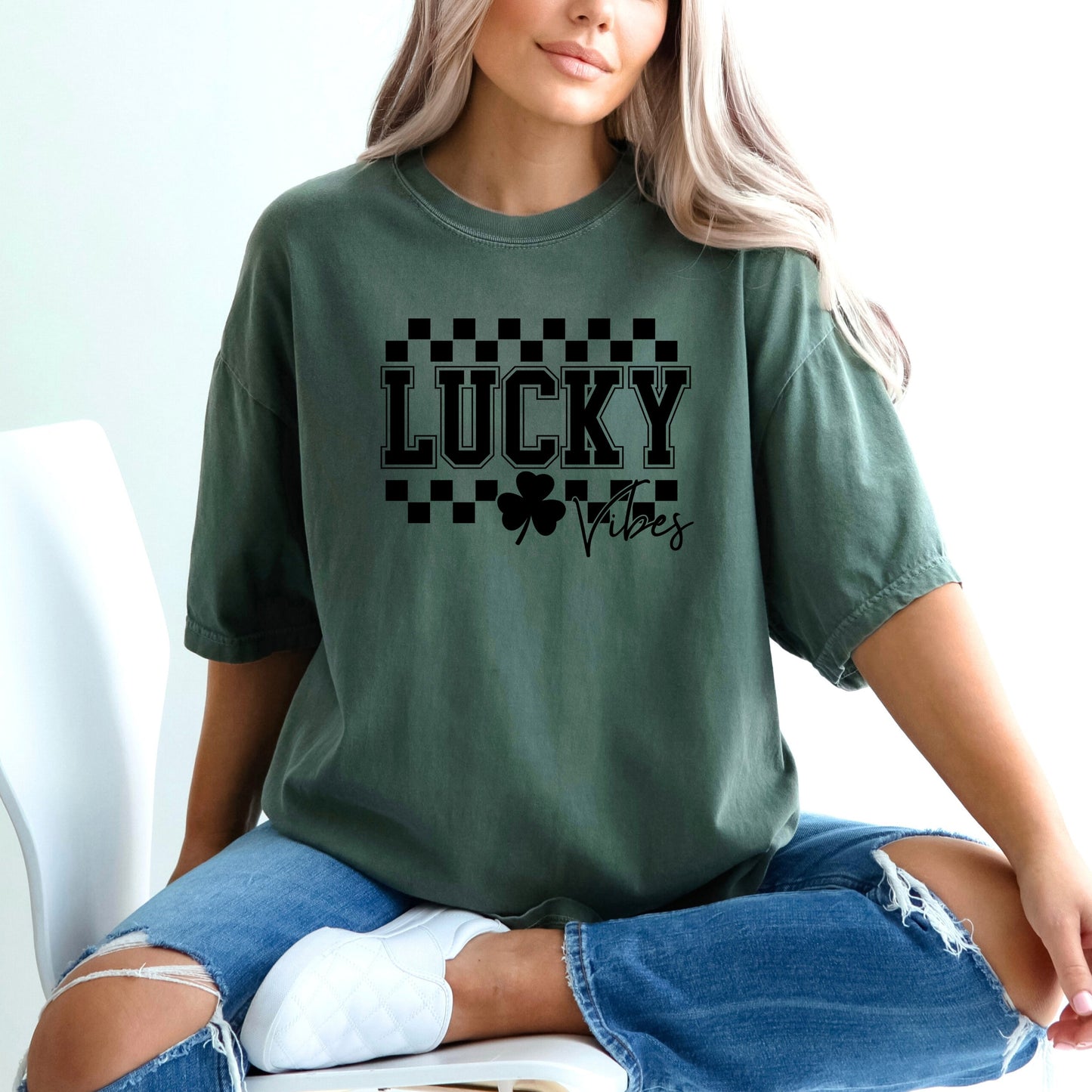 Lucky Vibes Checkered | Garment Dyed Tee