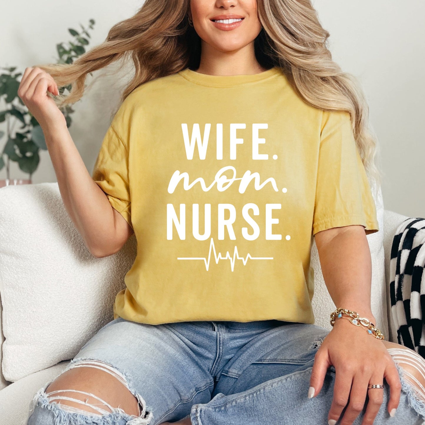 Wife. Mom. Nurse | Garment Dyed Short Sleeve Tee