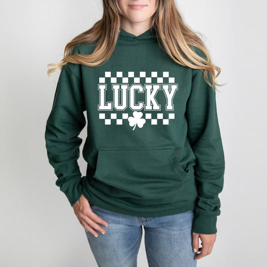 Checkered Lucky Shamrock | Hoodie