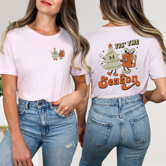 Retro Tis The Season Tree | Front & Back Short Sleeve Graphic Tee