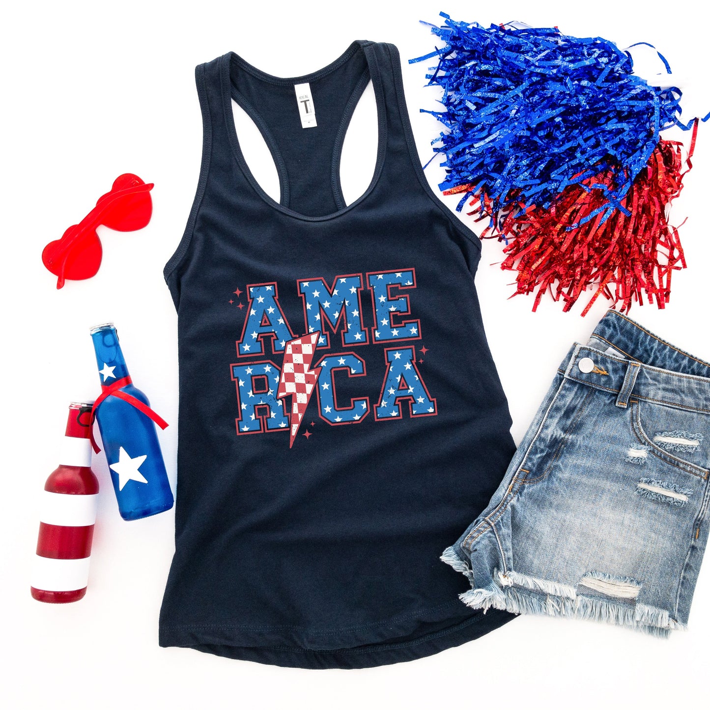 America Varsity Lightning Bolt | Racerback Tank