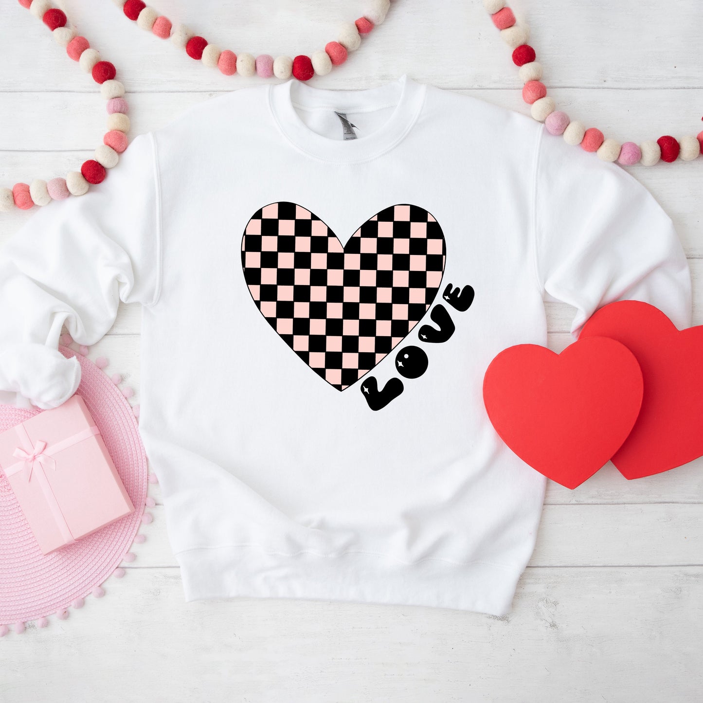 Checkered Heart Black | Sweatshirt