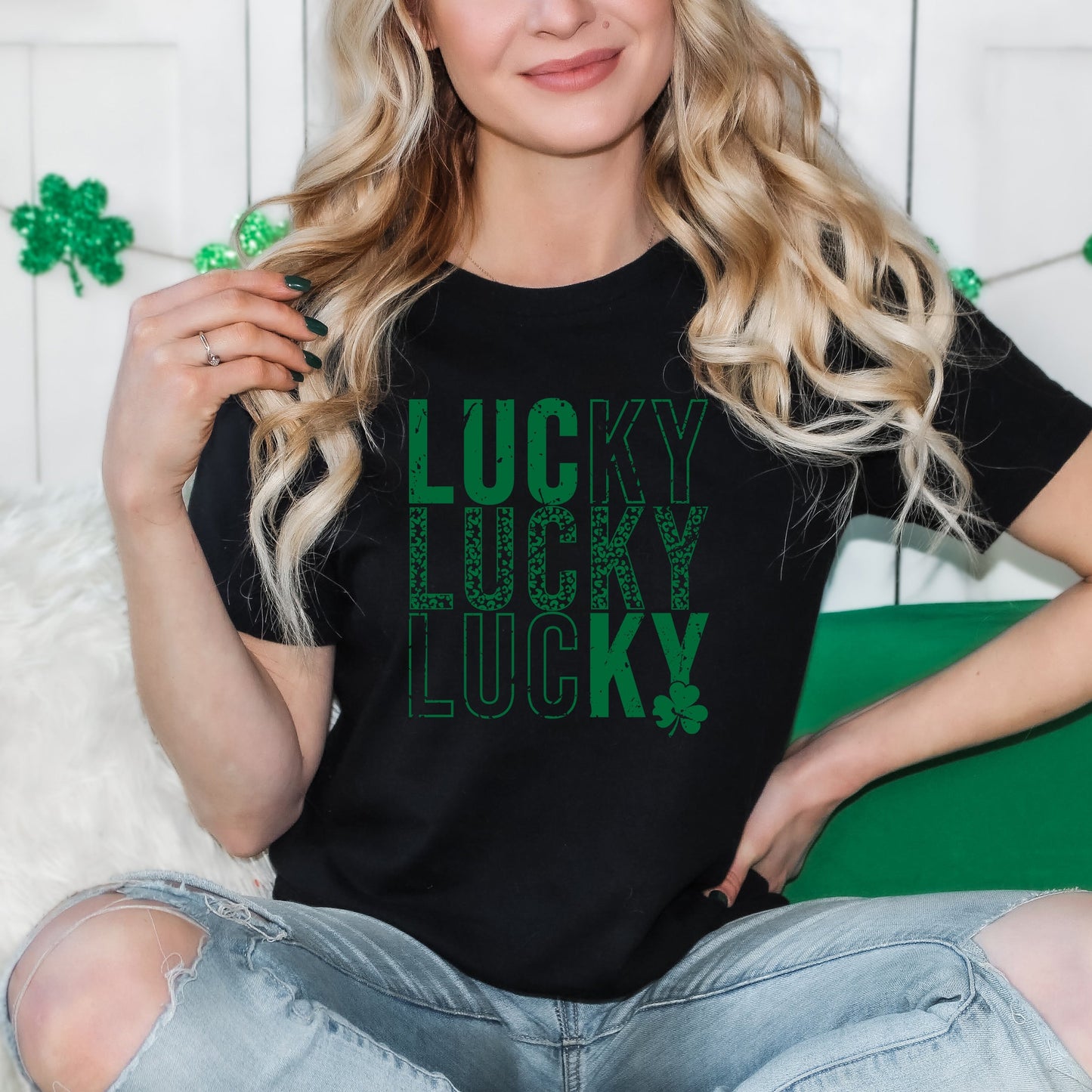 Lucky Stacked Distressed | Short Sleeve Graphic Tee