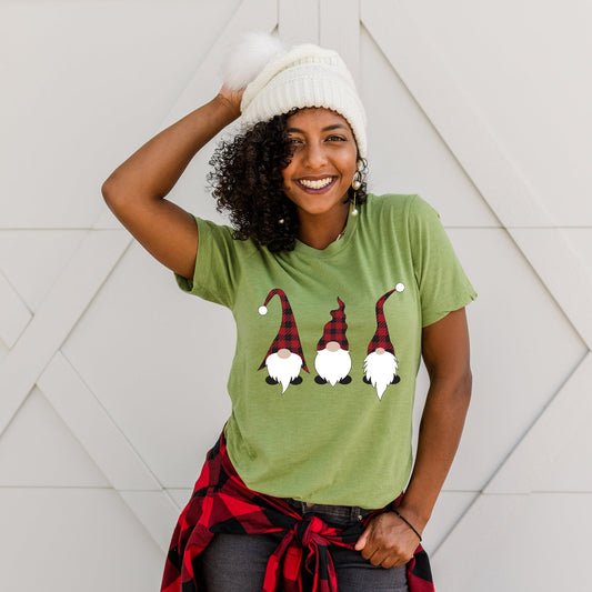 Buffalo Check Gnomes | Short Sleeve Crewneck