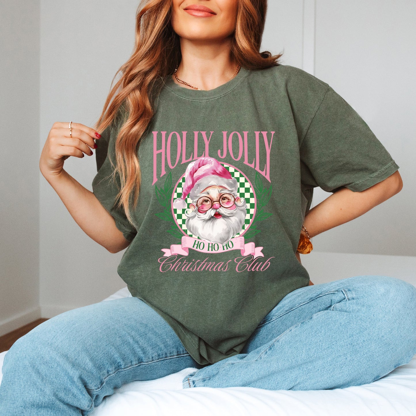 Holly Jolly Santa Pink | Garment Dyed Tee