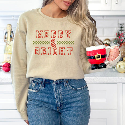 Merry And Bright Checkered | Sweatshirt