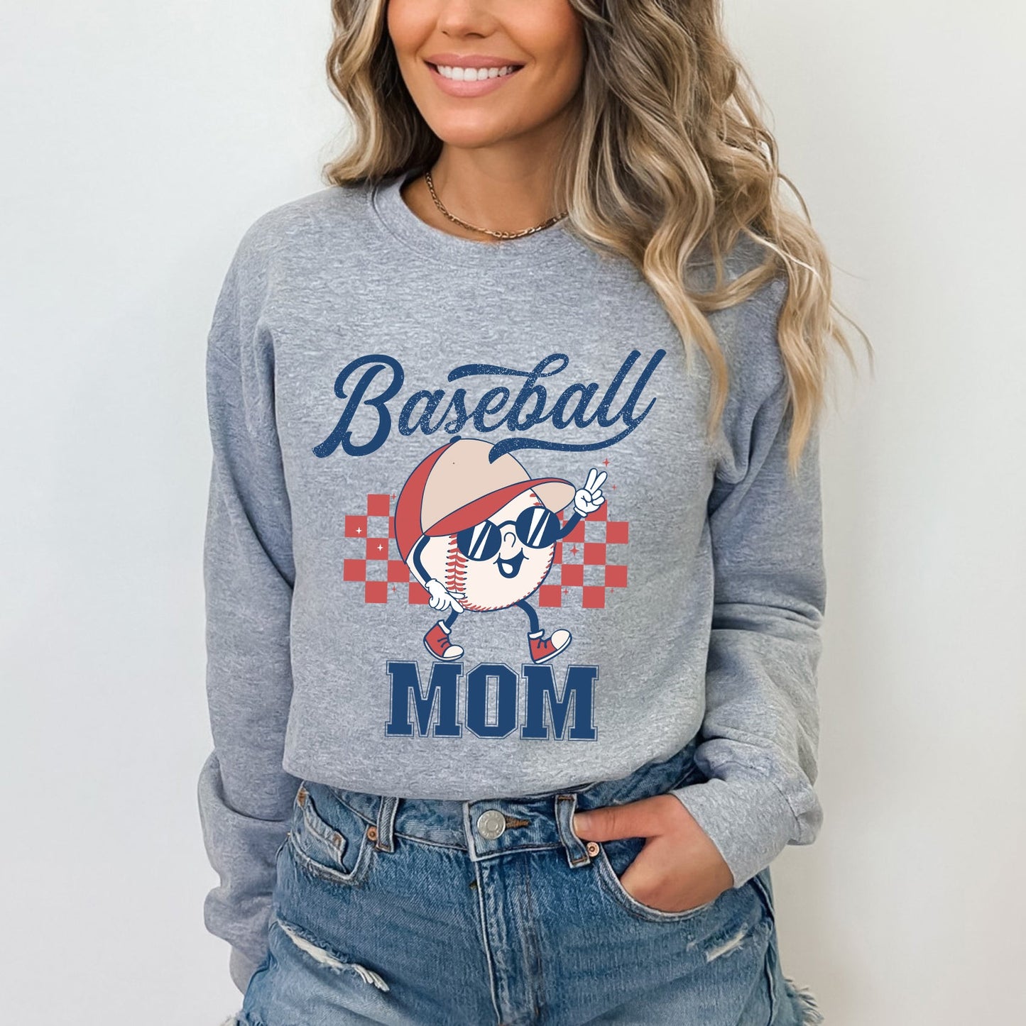 Baseball Mom Checkered | Sweatshirt