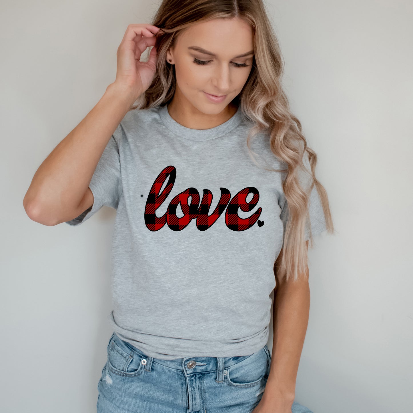 Buffalo Plaid Love | Short Sleeve Graphic Tee