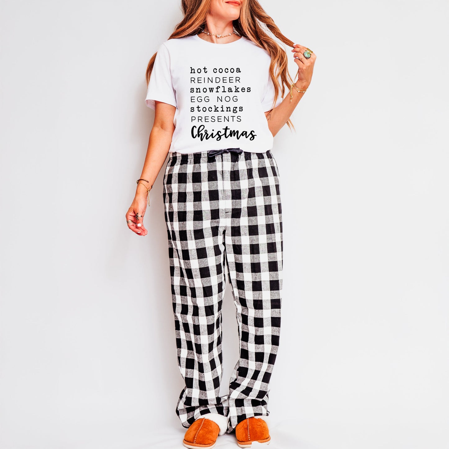 Christmas Words | Plaid Pajama Set