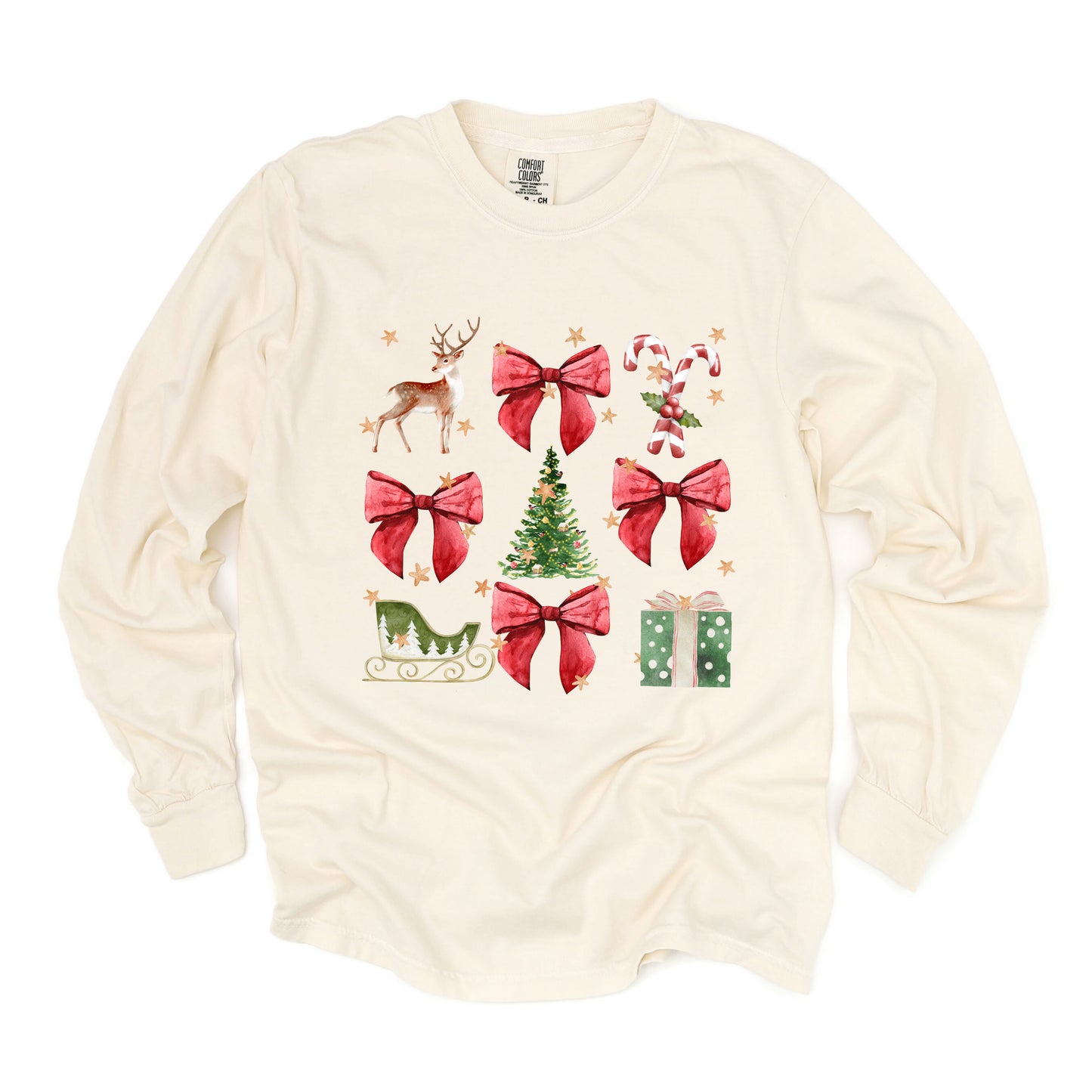 Coquette Christmas Collage | Garment Dyed Long Sleeve