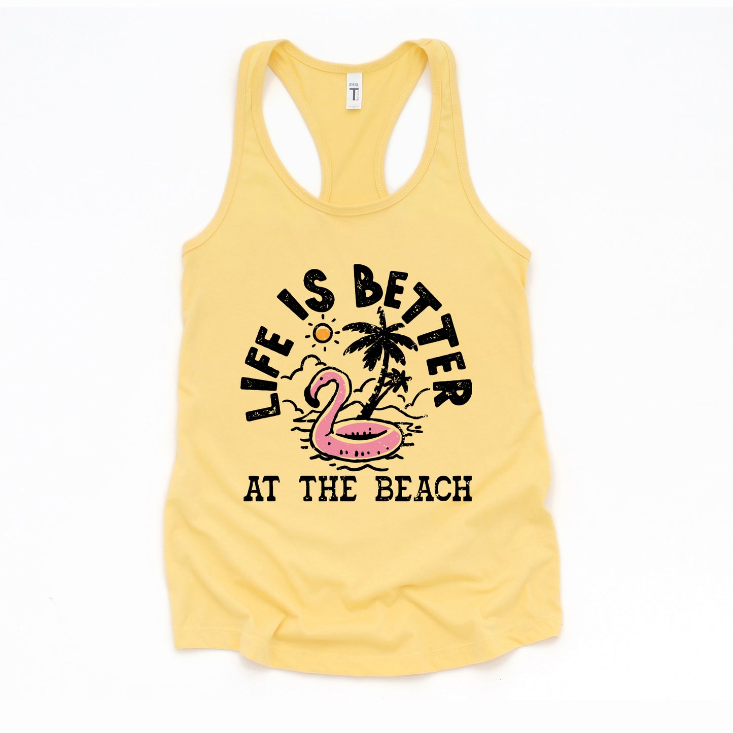 Better At The Beach Flamingo | Racerback Tank