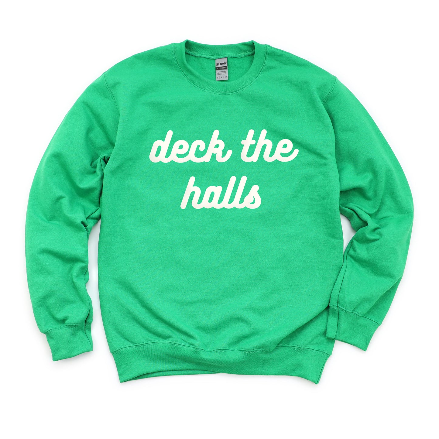 Deck The Halls Bold Cursive Puff Print | Sweatshirt