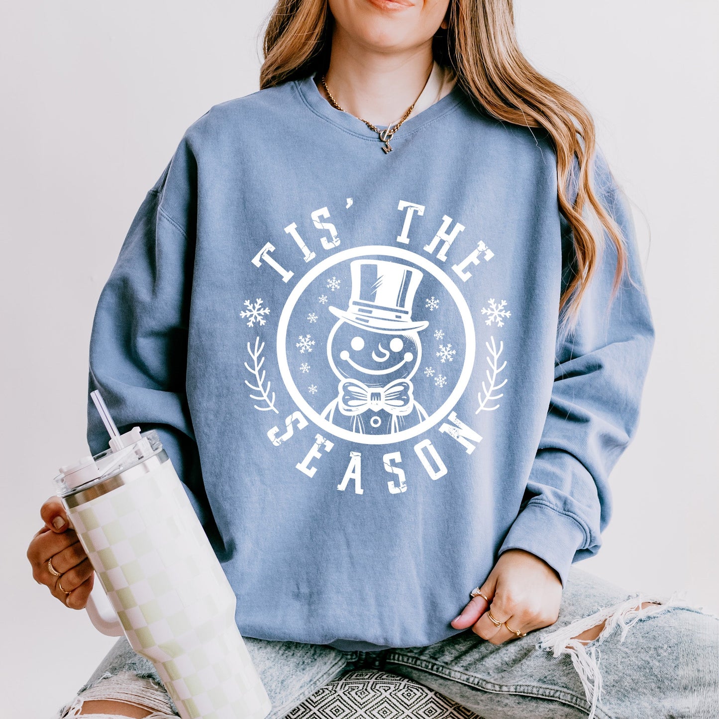 Tis The Season Distressed  | Lightweight Garment Dyed Sweatshirt