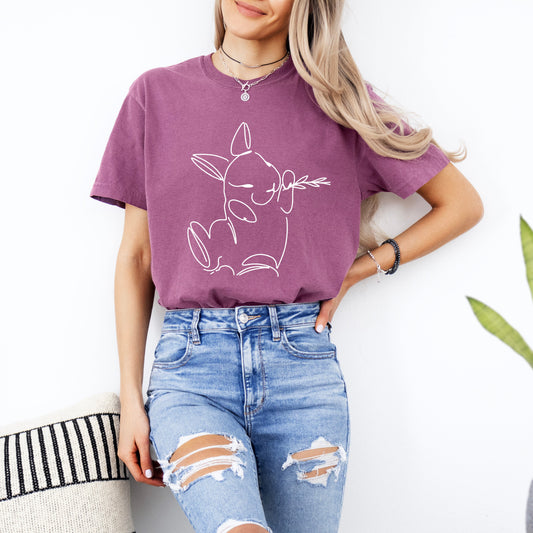 Hand Drawn Bunny | Garment Dyed Short Sleeve Tee