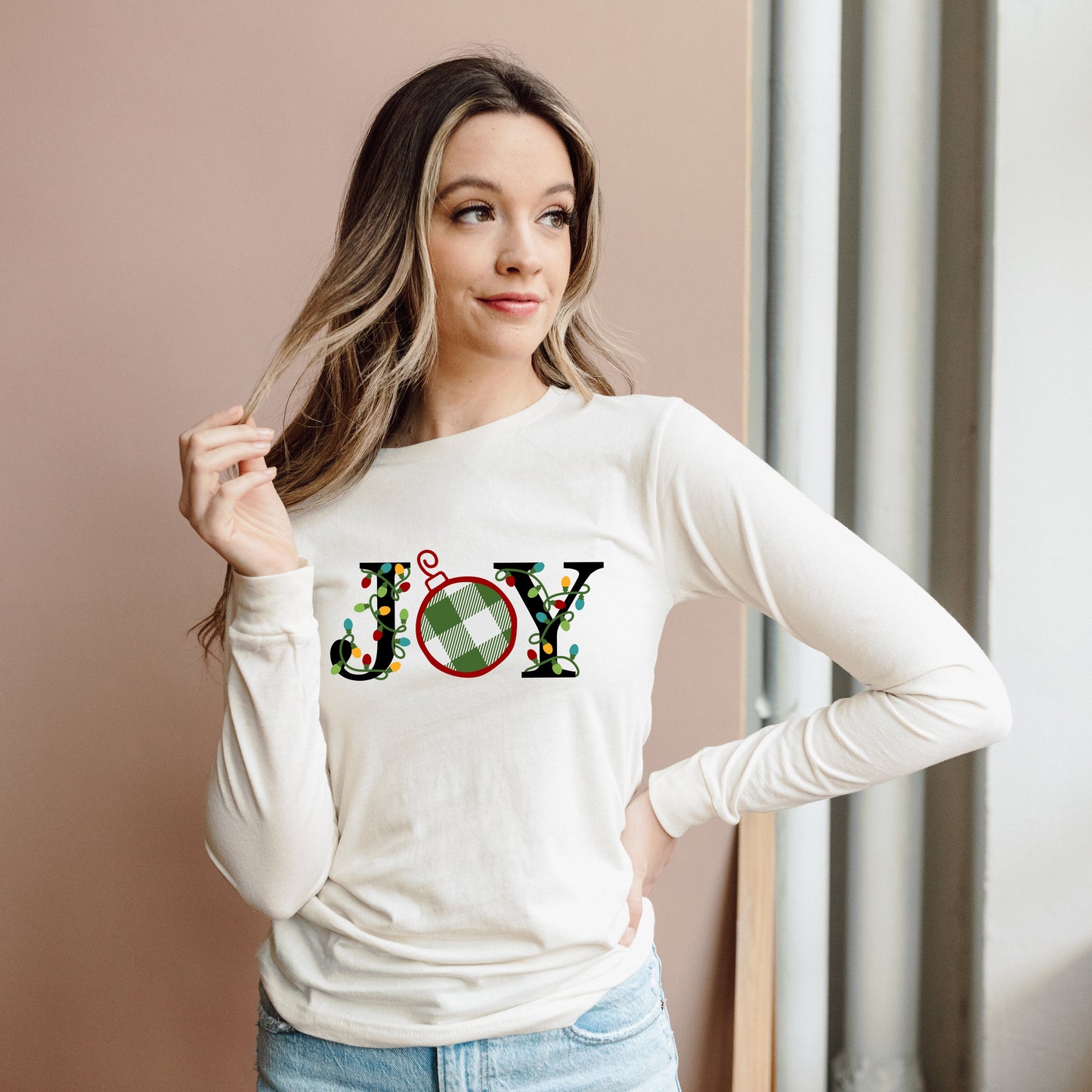 Joy Christmas Lights | Long Sleeve Crew Neck