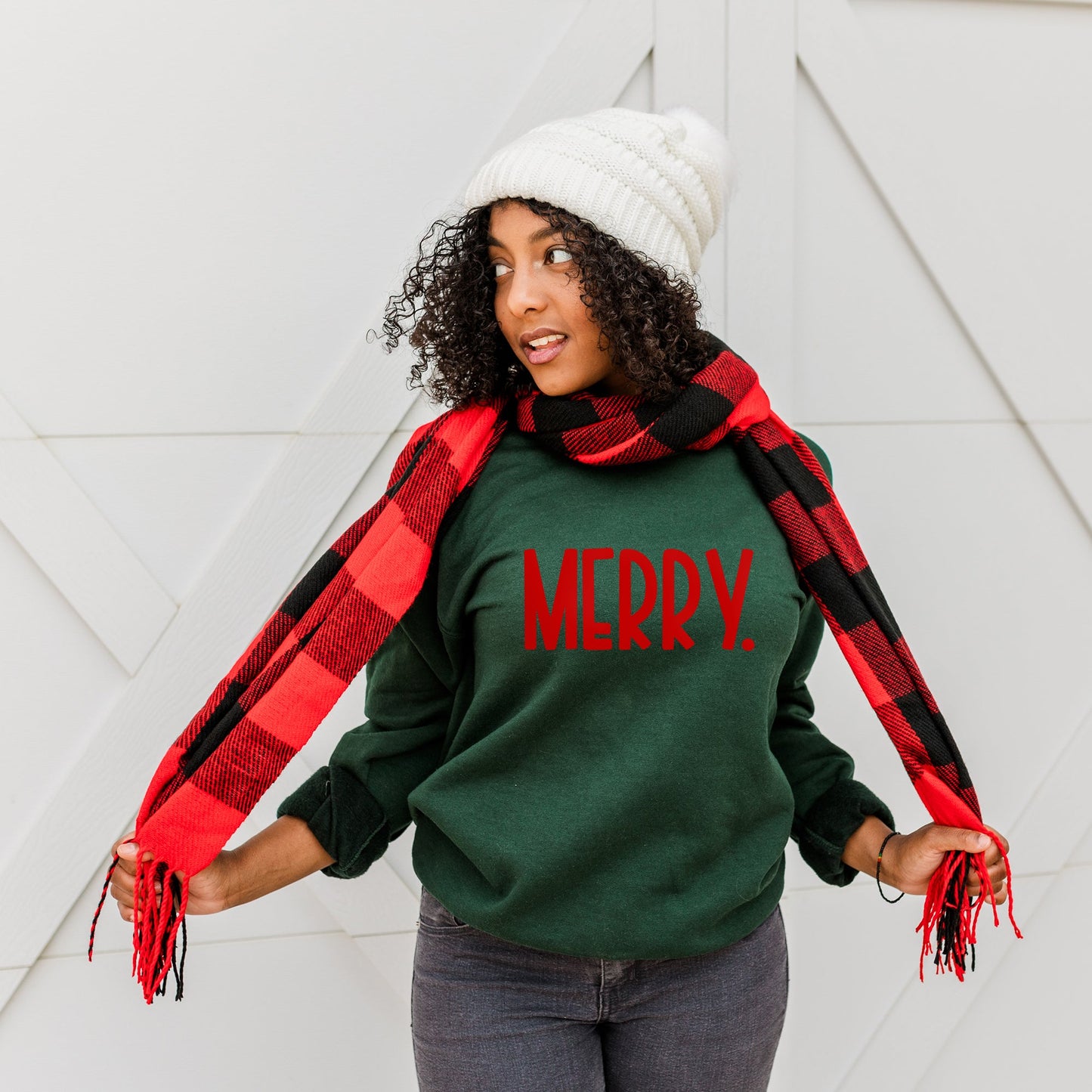 Merry Bold Word Puff Print | Sweatshirt