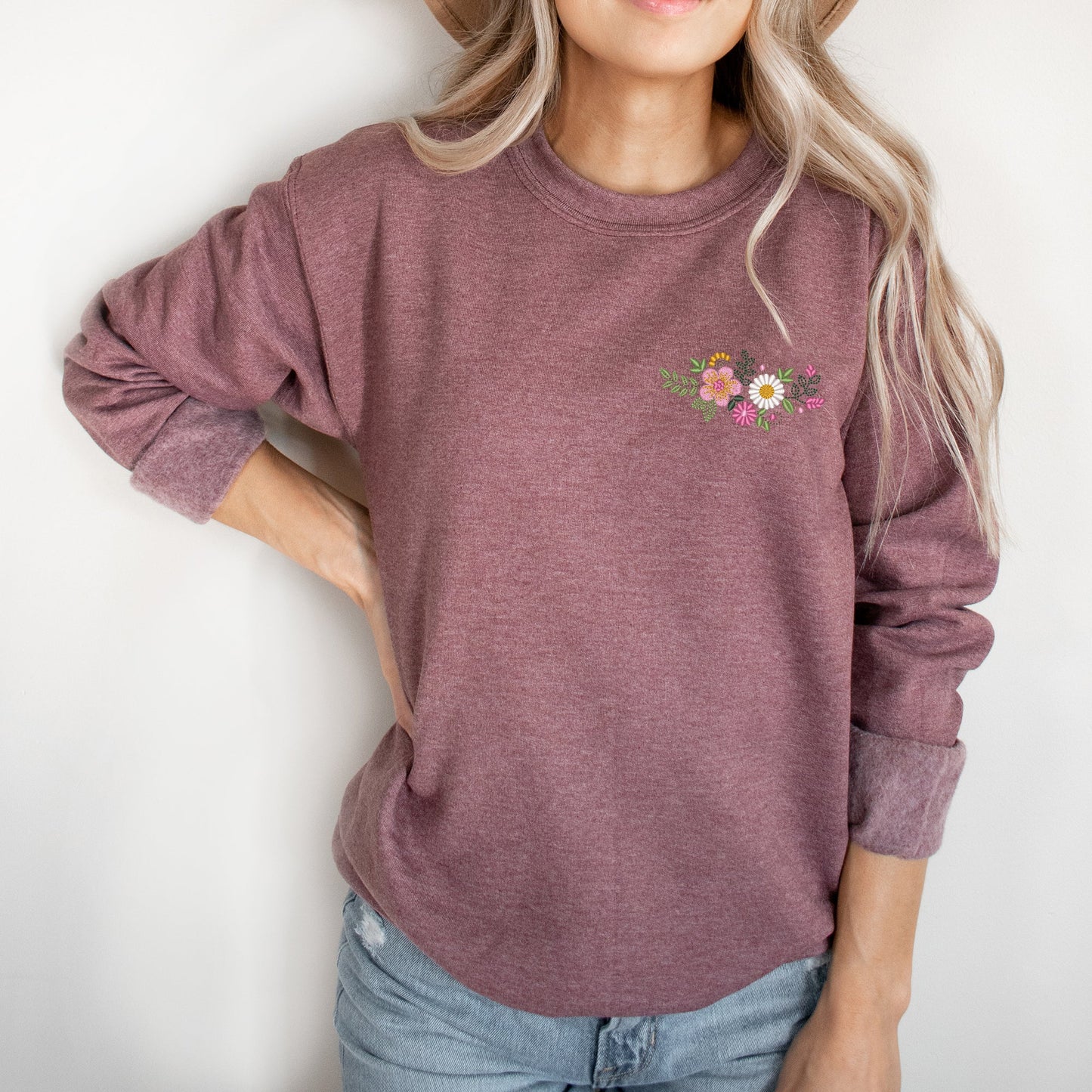 Embroidered Flower Cluster | Sweatshirt
