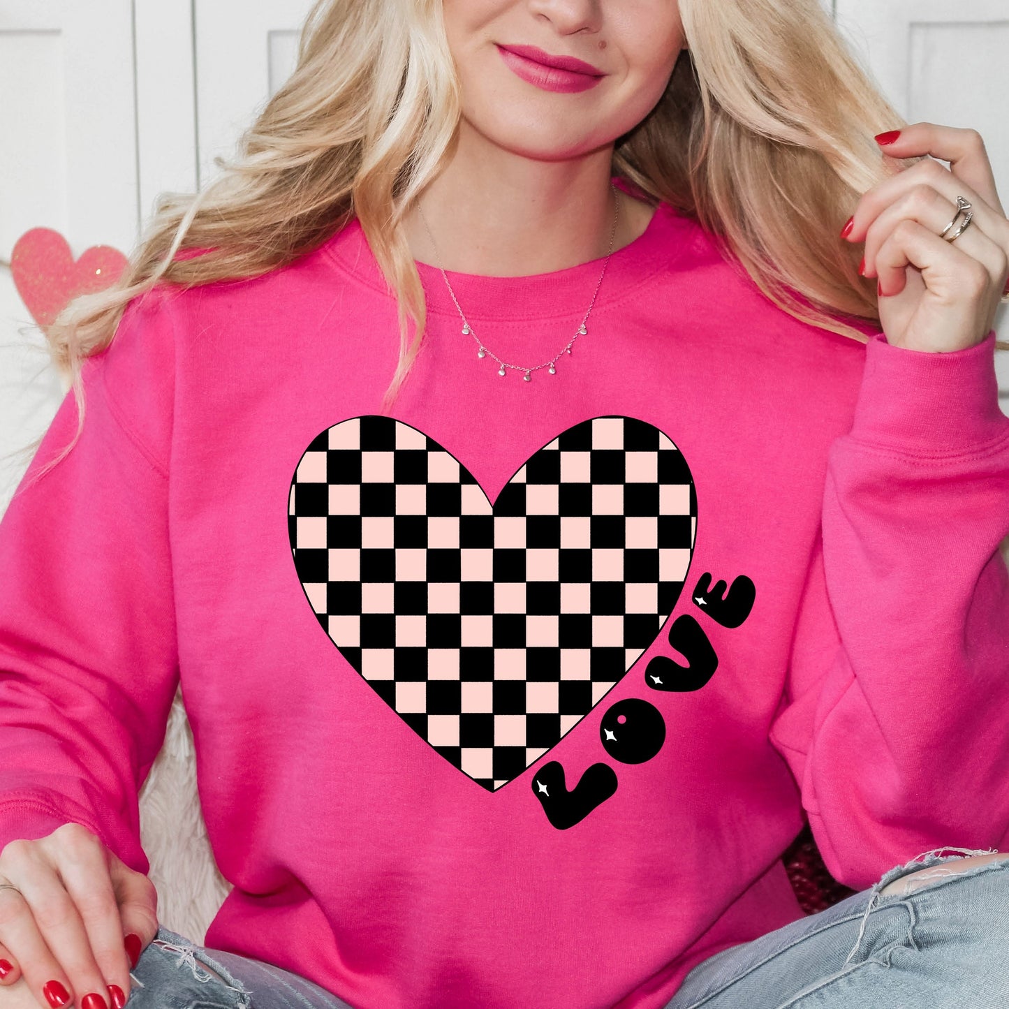 Checkered Heart Black | Sweatshirt