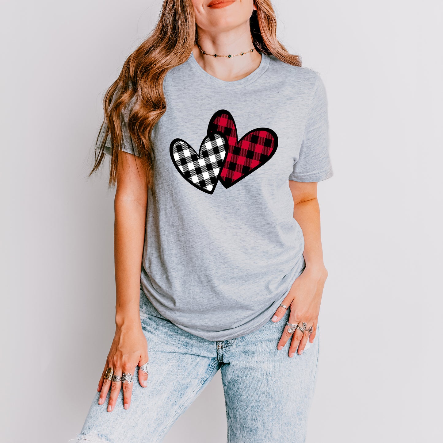 Buffalo Plaid Hearts | Short Sleeve Graphic Tee
