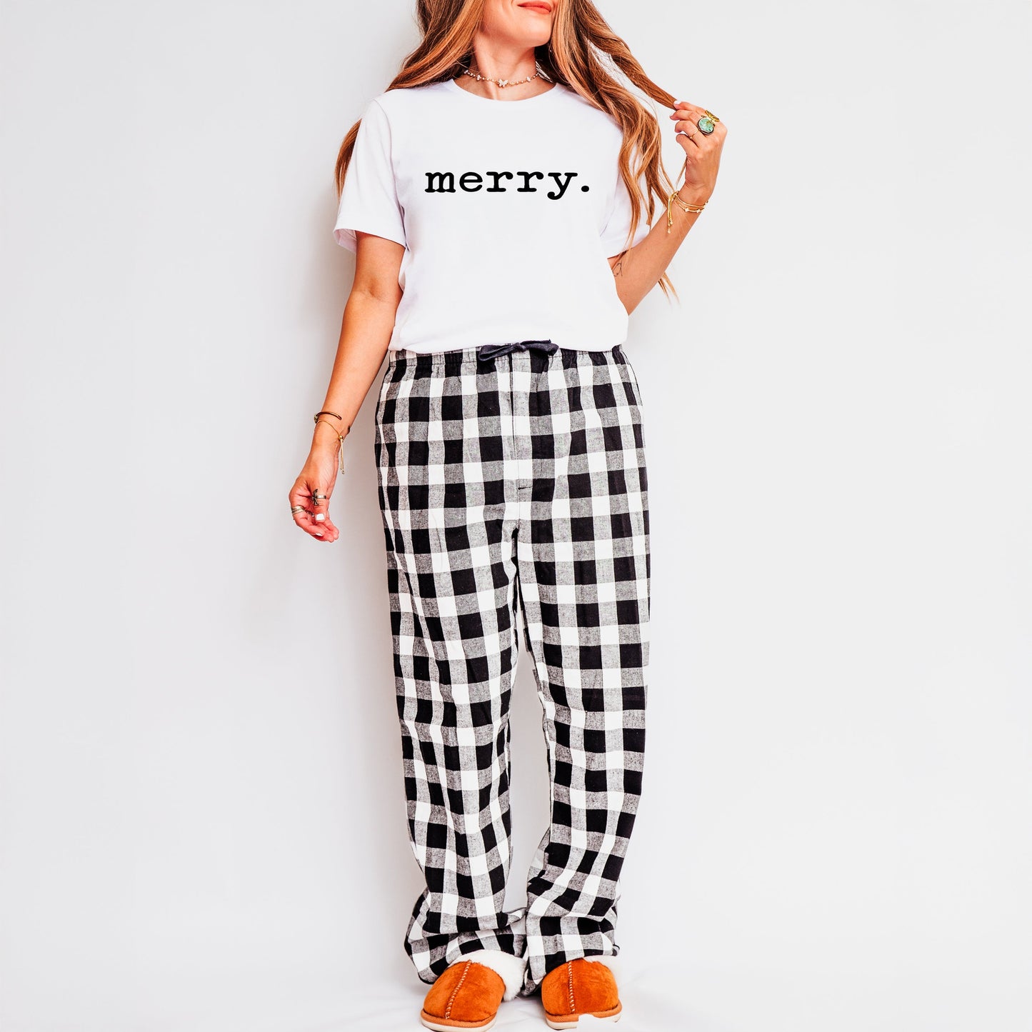 Merry Typewriter | Plaid Pajama Set
