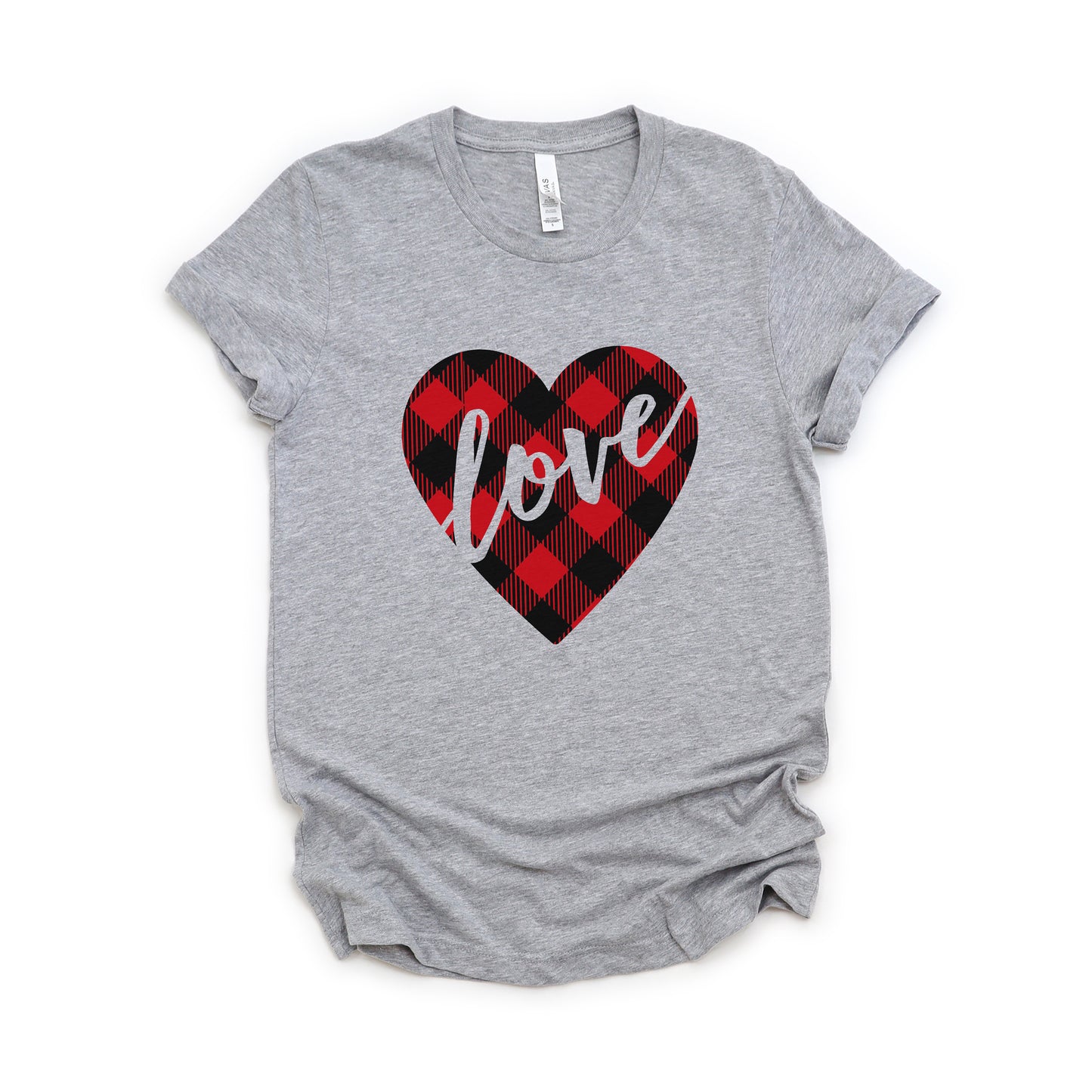 Buffalo Plaid Love Heart | Short Sleeve Graphic Tee