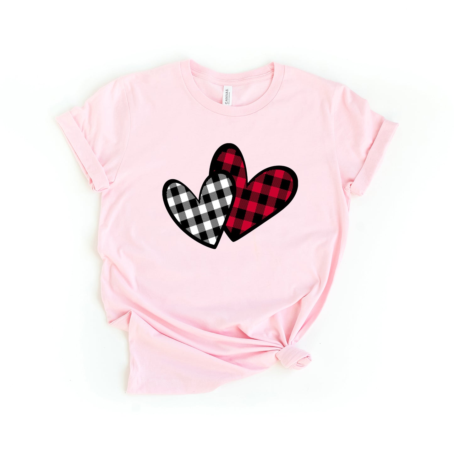 Buffalo Plaid Hearts | Short Sleeve Graphic Tee