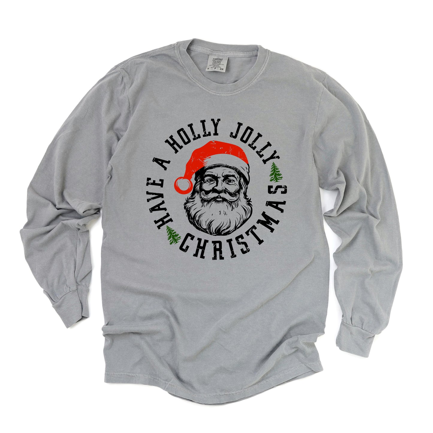 Holly Jolly Santa | Garment Dyed Long Sleeve
