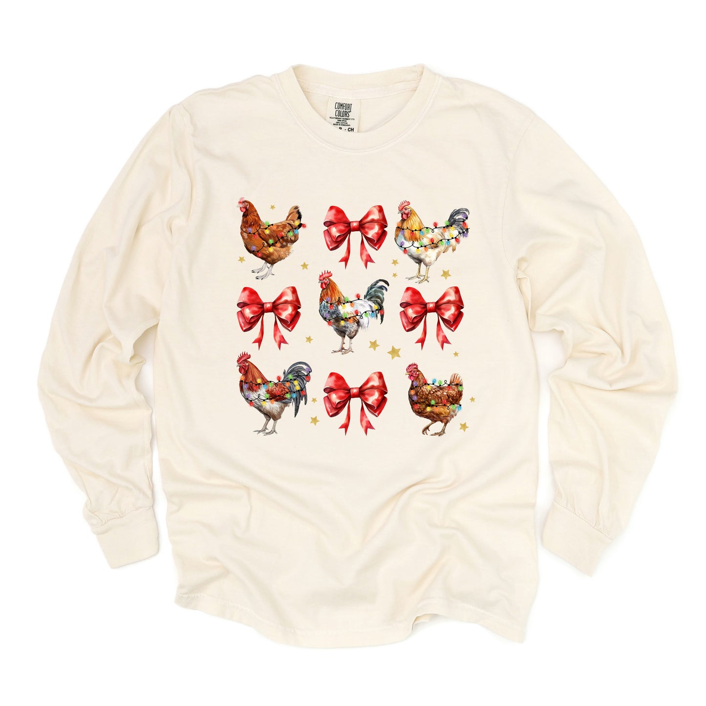 Coquette Christmas Chicken | Garment Dyed Long Sleeve