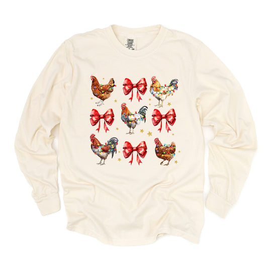 Coquette Christmas Chicken | Garment Dyed Long Sleeve