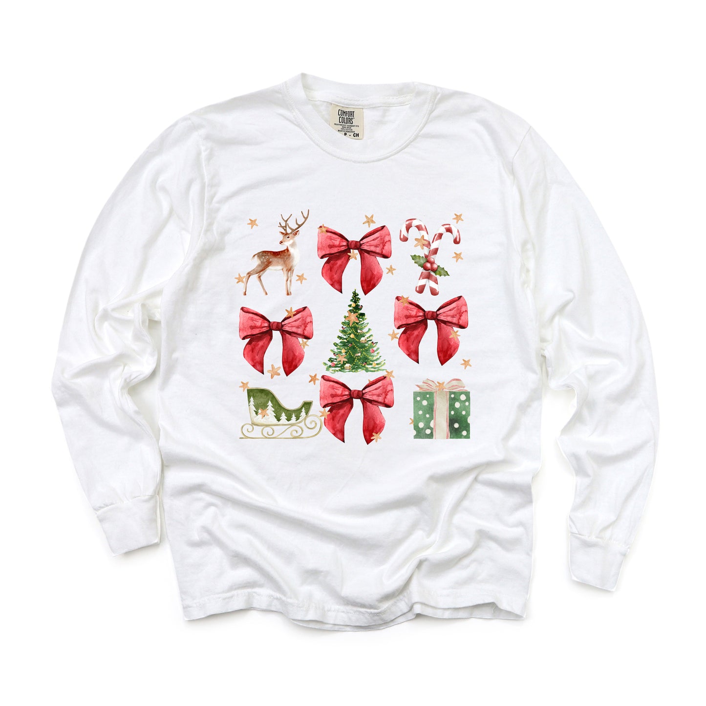 Coquette Christmas Collage | Garment Dyed Long Sleeve
