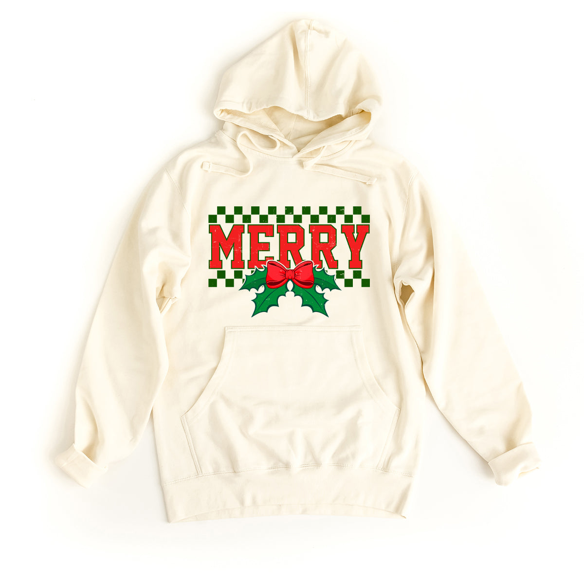 Merry Checkered Mistletoe | Hoodie