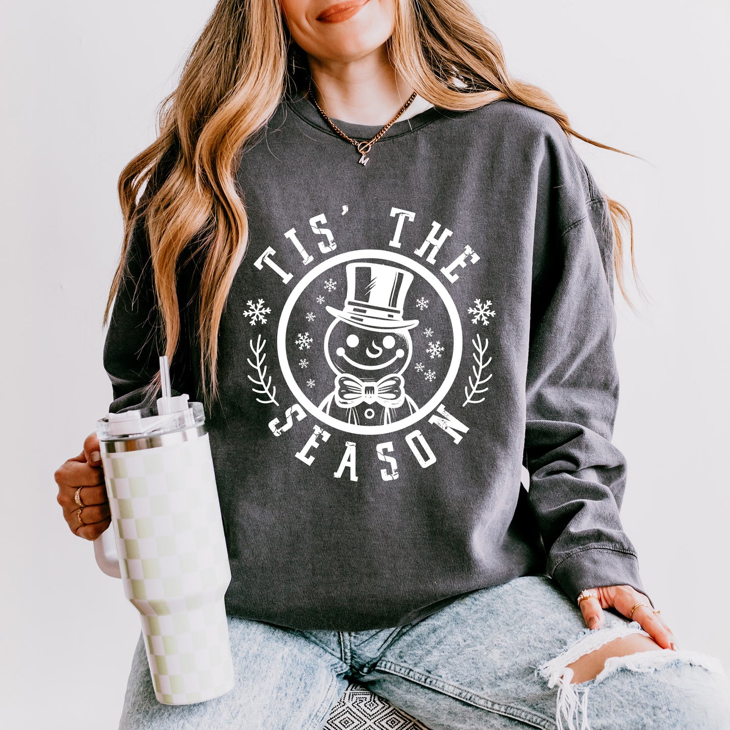 Tis The Season Distressed  | Lightweight Garment Dyed Sweatshirt