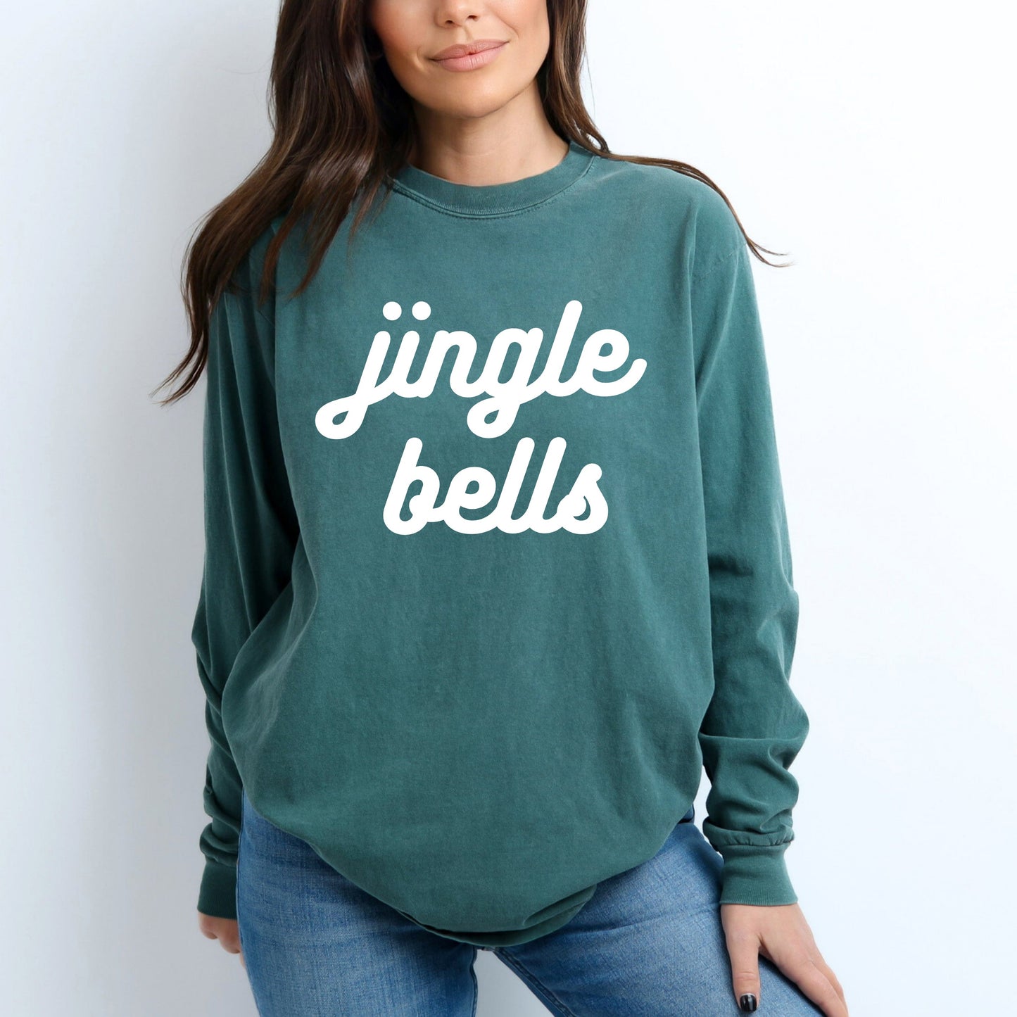 Jingle Bells Bold Cursive | Garment Dyed Long Sleeve