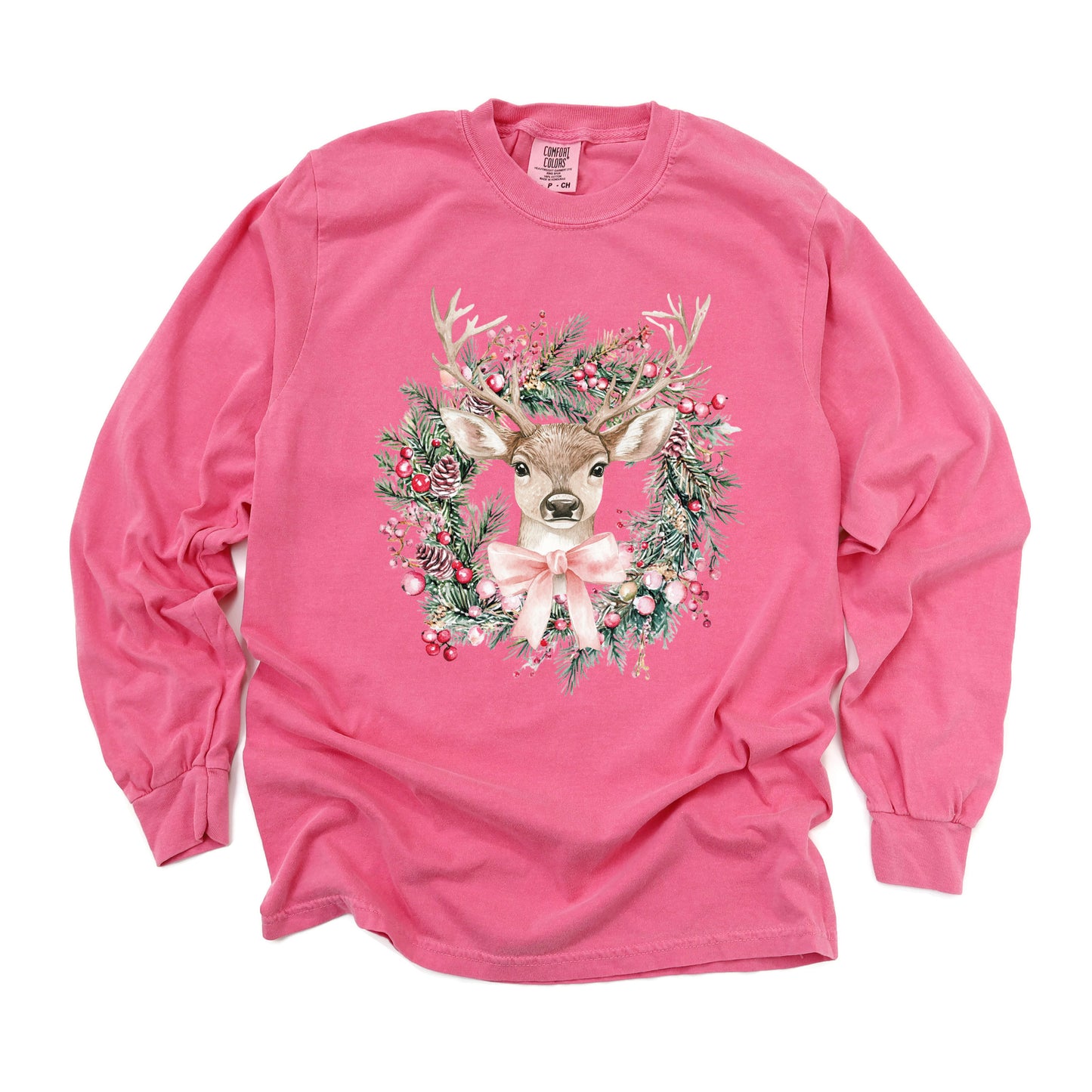 Coquette Deer Wreath | Garment Dyed Long Sleeve