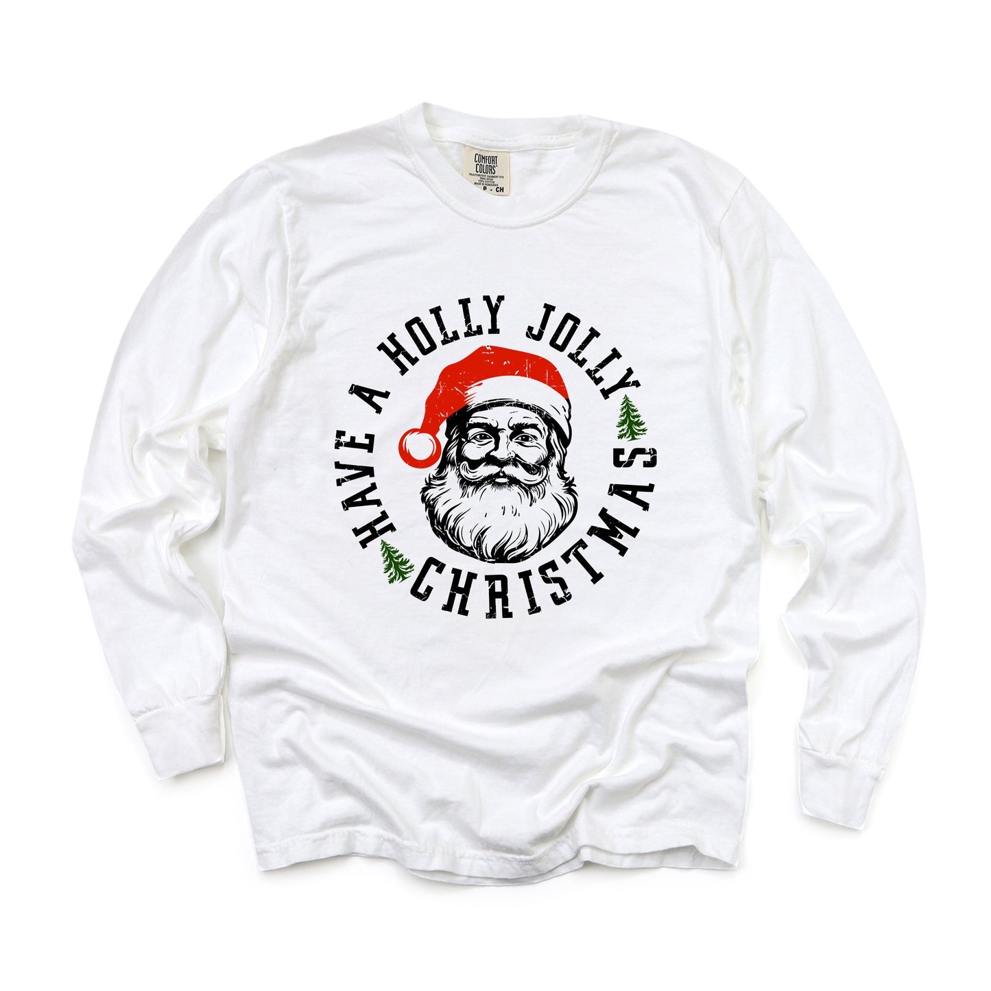 Holly Jolly Santa | Garment Dyed Long Sleeve