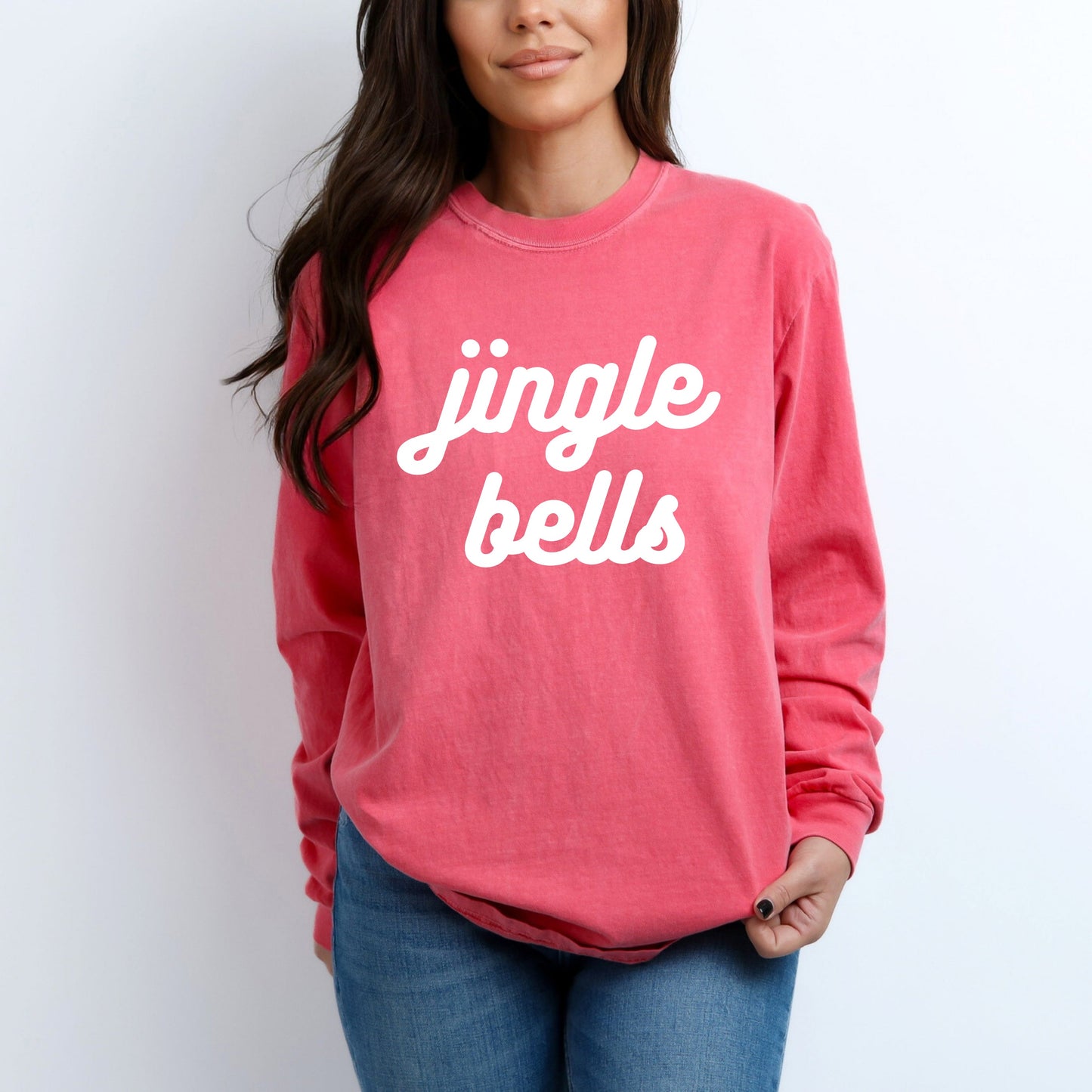 Jingle Bells Bold Cursive | Garment Dyed Long Sleeve