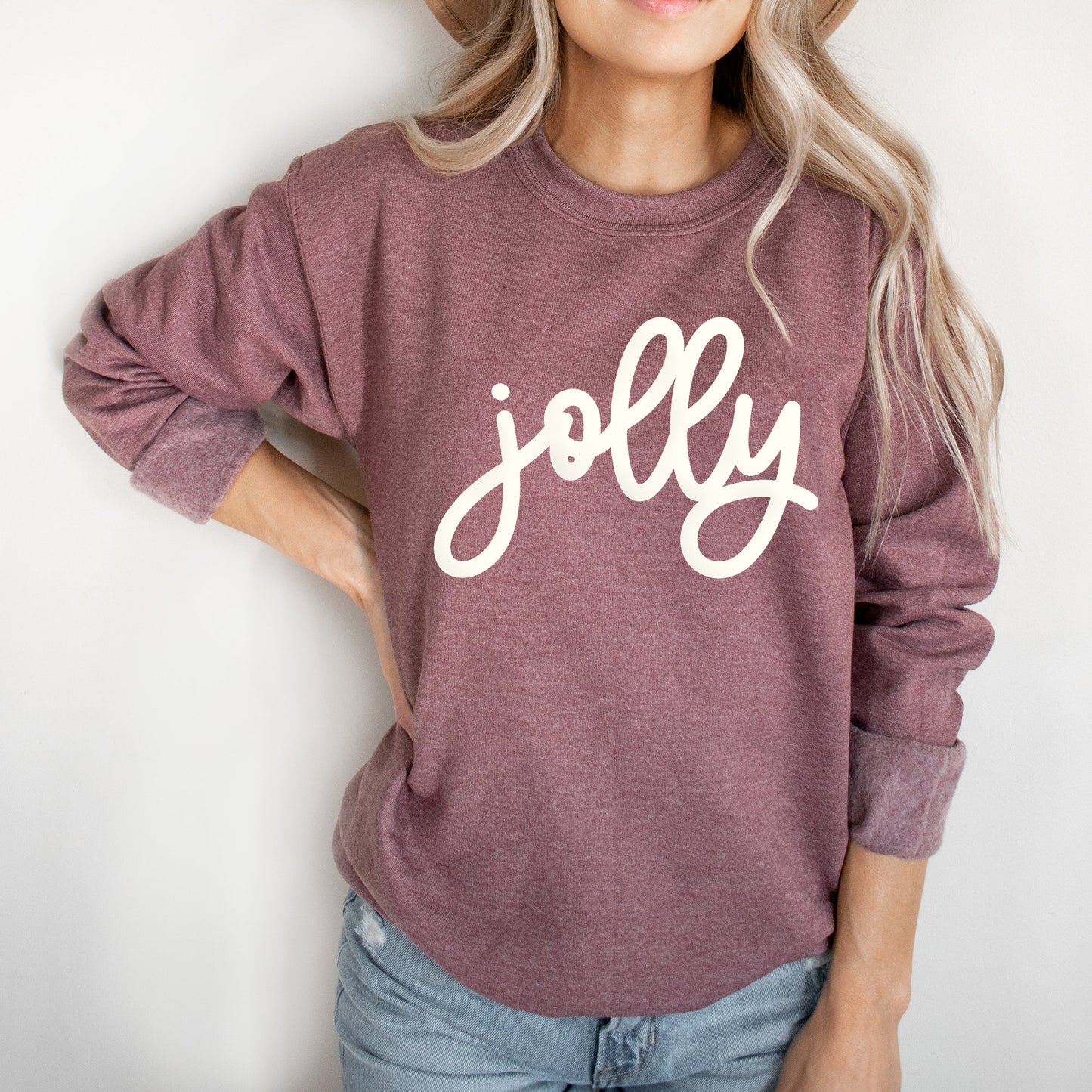Jolly Bold Cursive Puff Print | Sweatshirt