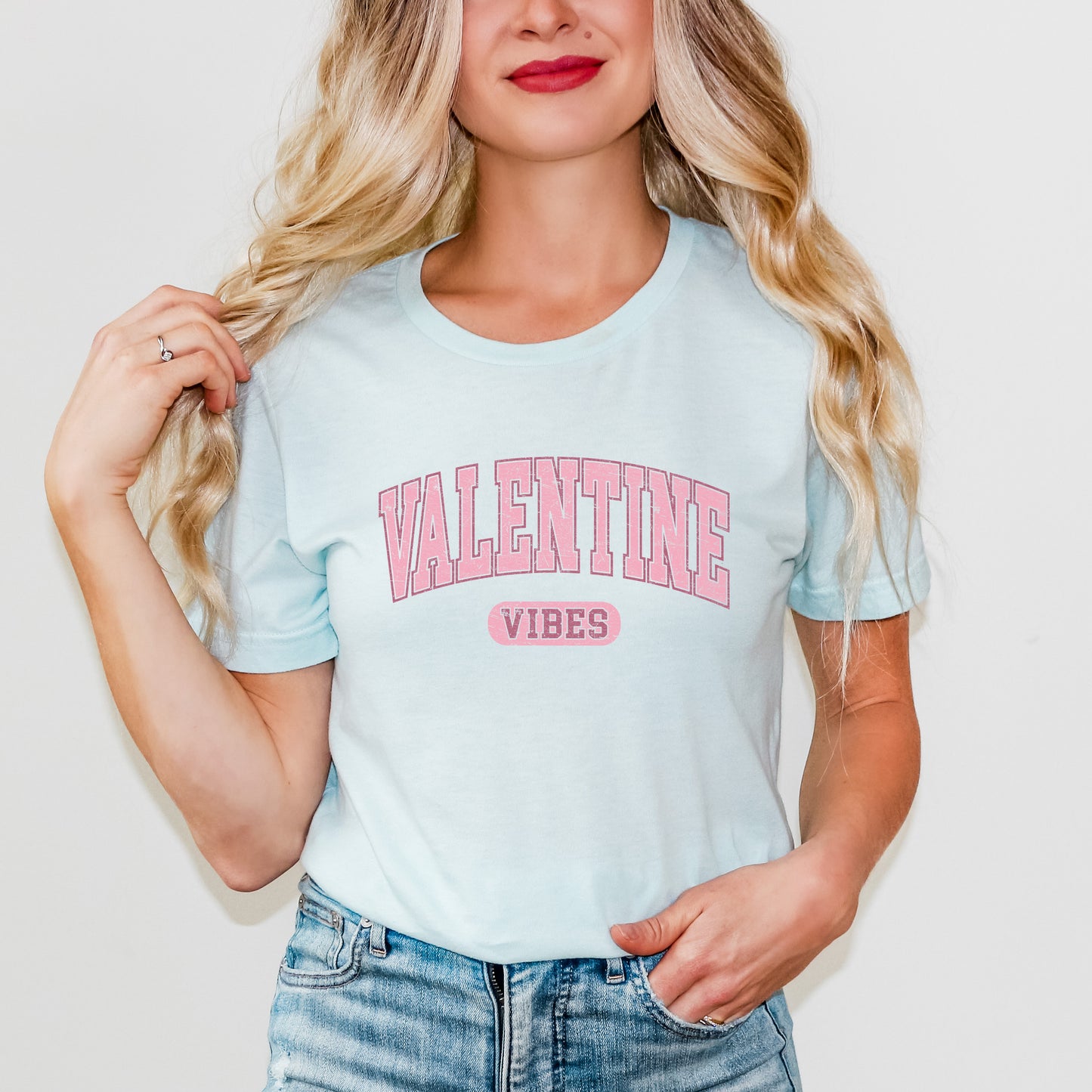 Valentine Vibes Distressed | Short Sleeve Crew Neck