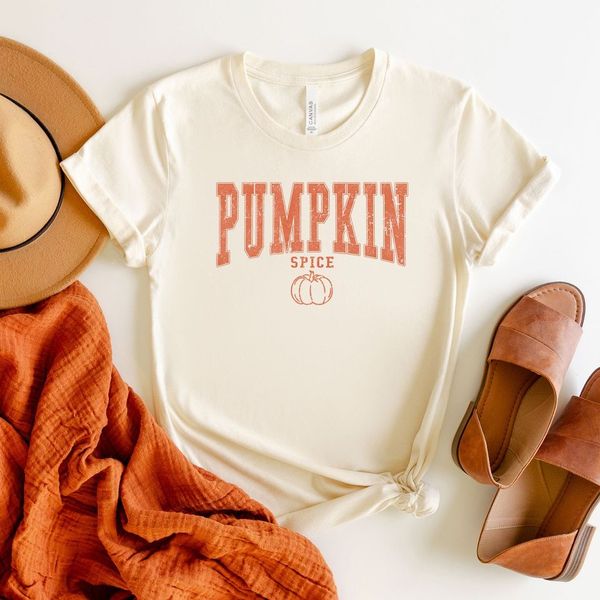 Pumpkin Spice Varsity | Short Sleeve Crew Neck
