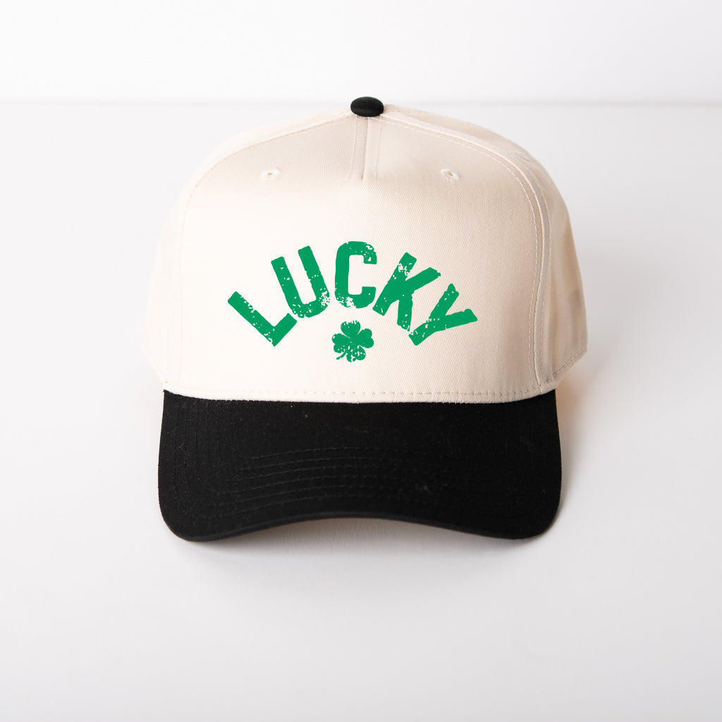 Lucky Arched Distressed | Canvas Trucker Hat