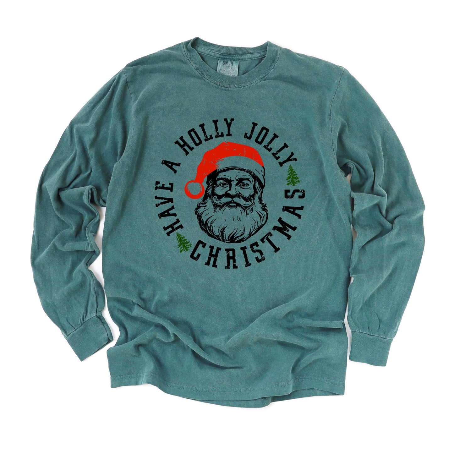 Holly Jolly Santa | Garment Dyed Long Sleeve