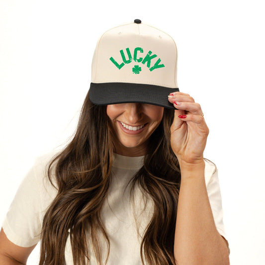 Lucky Arched Distressed | Canvas Trucker Hat